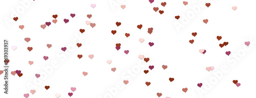 realistic isolated heart confetti on the transparent background for decoration and covering. Concept of Happy Valentine's Day,