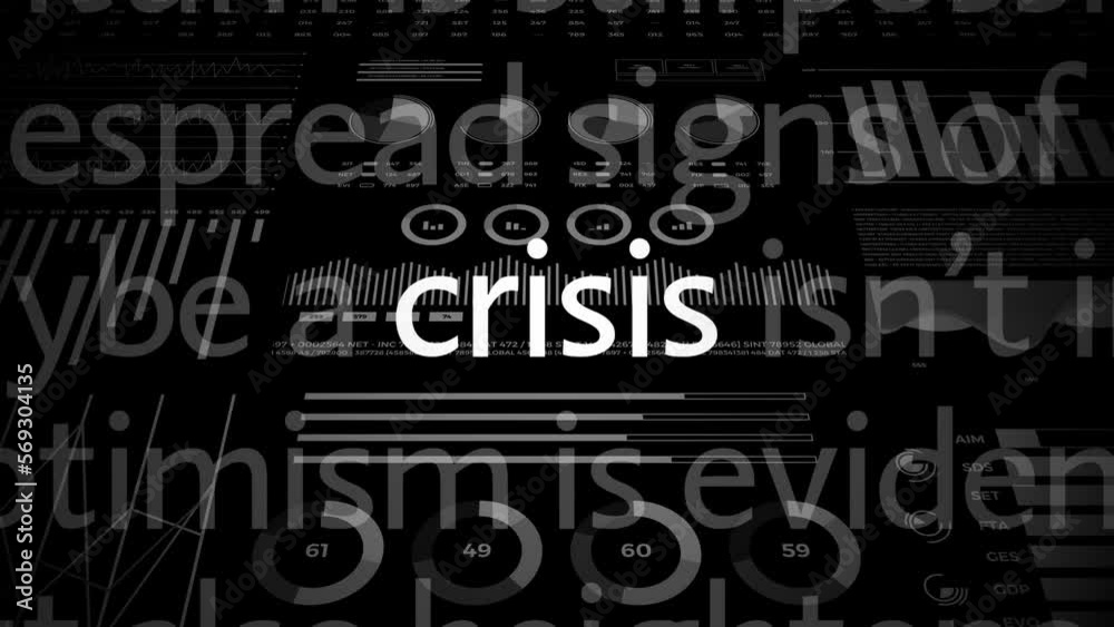 Crisis titles, financial crash, economy recession concept. 4K video animation Crisis titles, financial crash, economy recession concept. 4K video animation