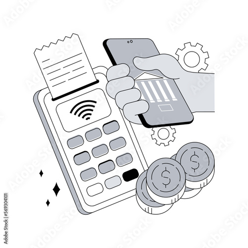 Contactless payment abstract concept vector illustration. Contactless technology, payment system, smartphone banking application, paypass solution, smartwatch purchase method abstract metaphor.