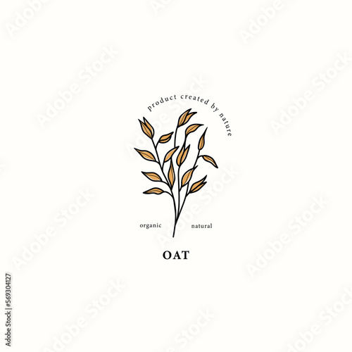 Line art oats branch drawing