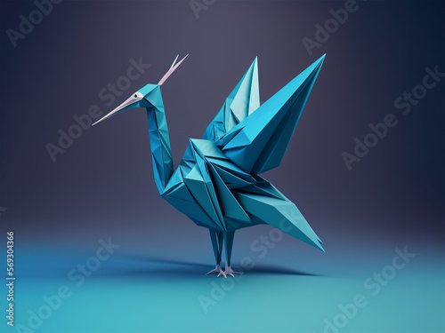 Obraz na płótnie AI generated: 3d origami crane w salonie