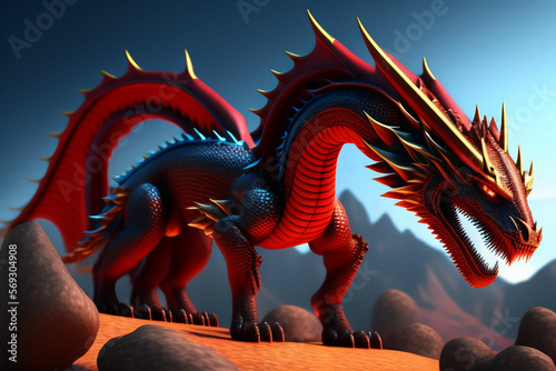 traditional chinese dragon colorful representation dragon costume generative ai © msroster
