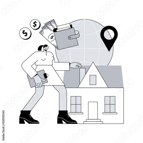 International and non-resident taxes abstract concept vector illustration. Non-resident corporation income tax, international business liability, resident alien taxation abstract metaphor.