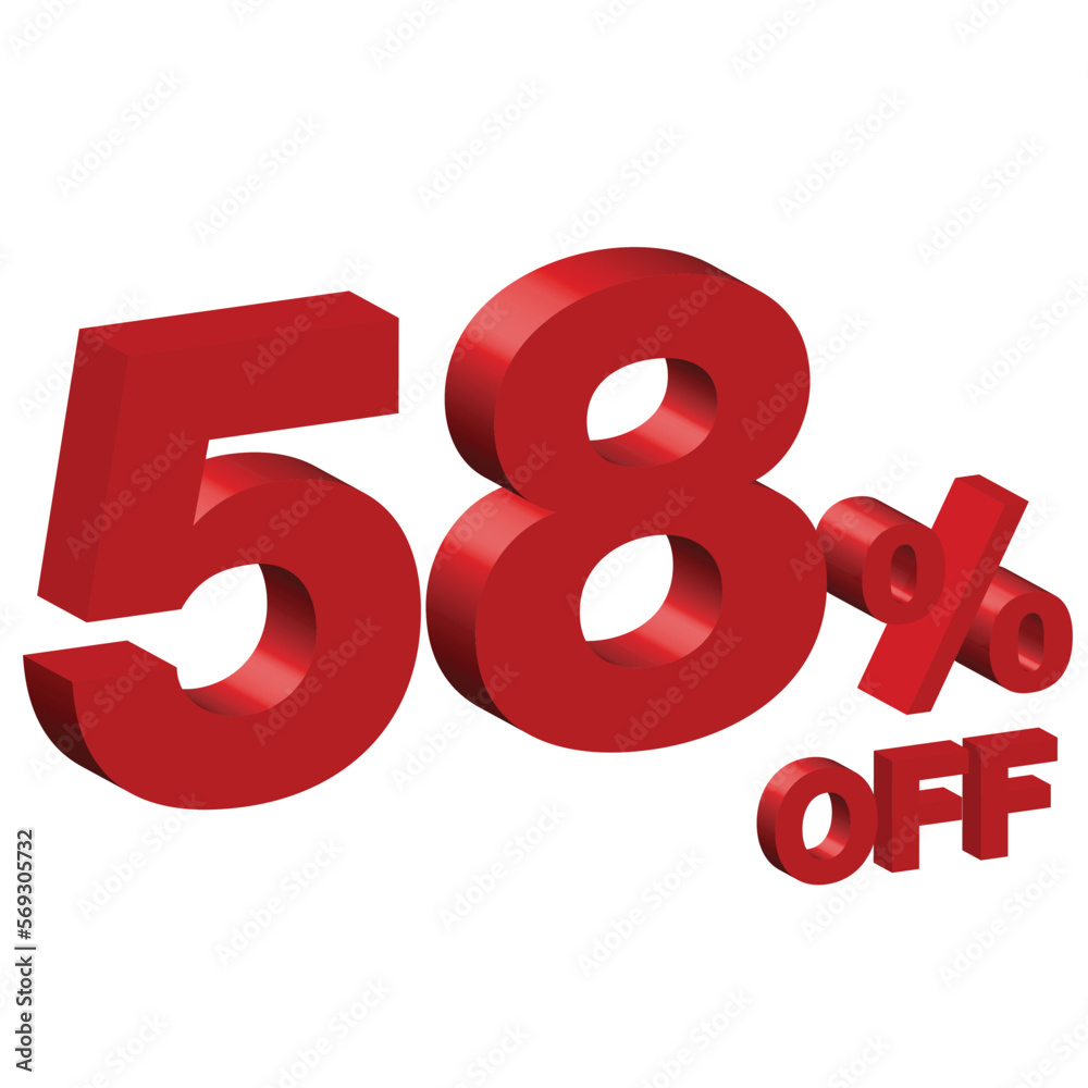 fifty eight 58 percent off 3d vector illustration fifty eight 58 percent off 3d vector illustration