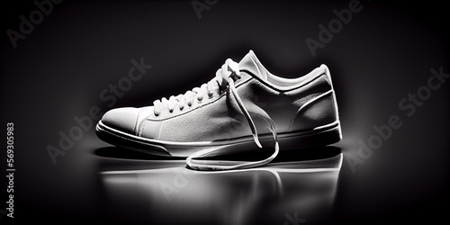 A white unbranded sneaker on a black background. Generative AI.4