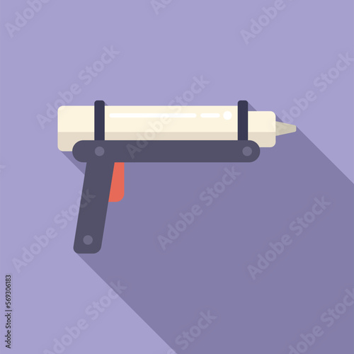 Adhesive caulk gun icon flat vector. Silicone tube. Construction home
