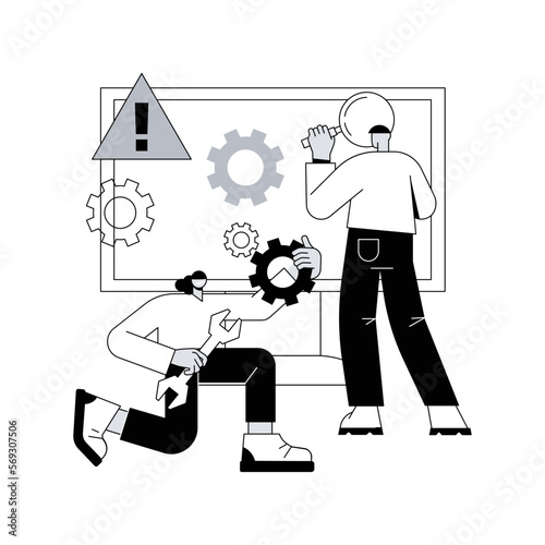 Computer troubleshooting abstract concept vector illustration. Basic fixing problems guide, operating system checking, installing new software, restore data, network issue abstract metaphor.