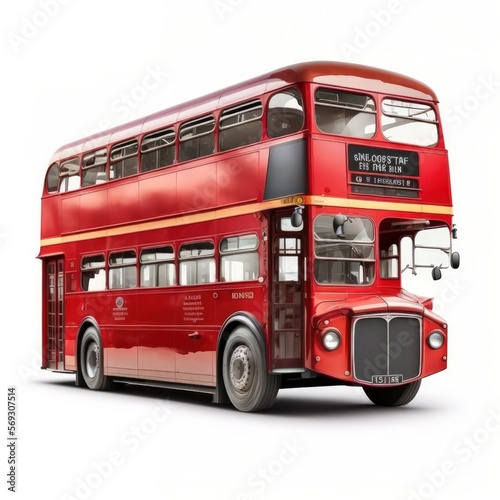 Платно Detailed illustration of a vintage red British double-decker two-storey level to