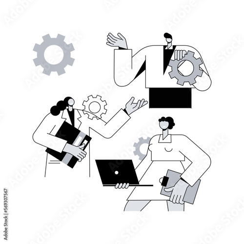 Dedicated team abstract concept vector illustration. Remote programming company, software development professionals, IT business model, offshore developers team, outsource abstract metaphor.