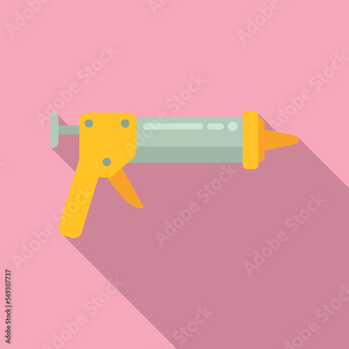 Cartridge gun icon flat vector. Silicone tube. Construction home