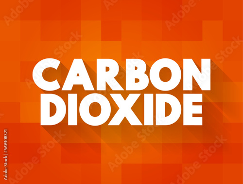 Carbon Dioxide is a chemical compound made up of molecules that each have one carbon atom covalently double bonded to two oxygen atoms, text concept background photo
