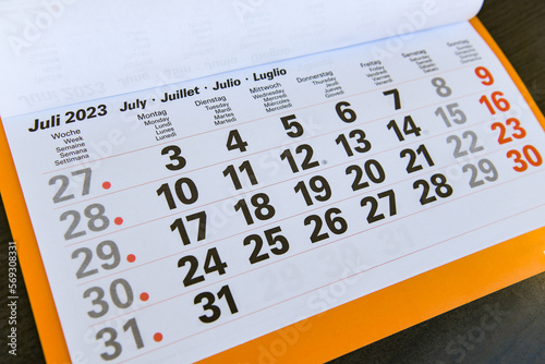 Calendar planner for the month july 2023