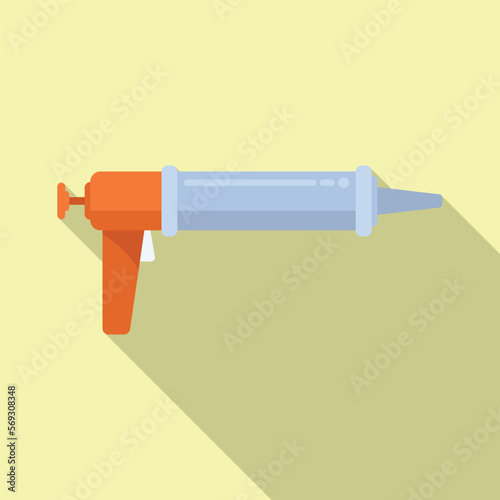 Applicator silicone caulk gun icon flat vector. Adhesive sealant. Silicon acrylic