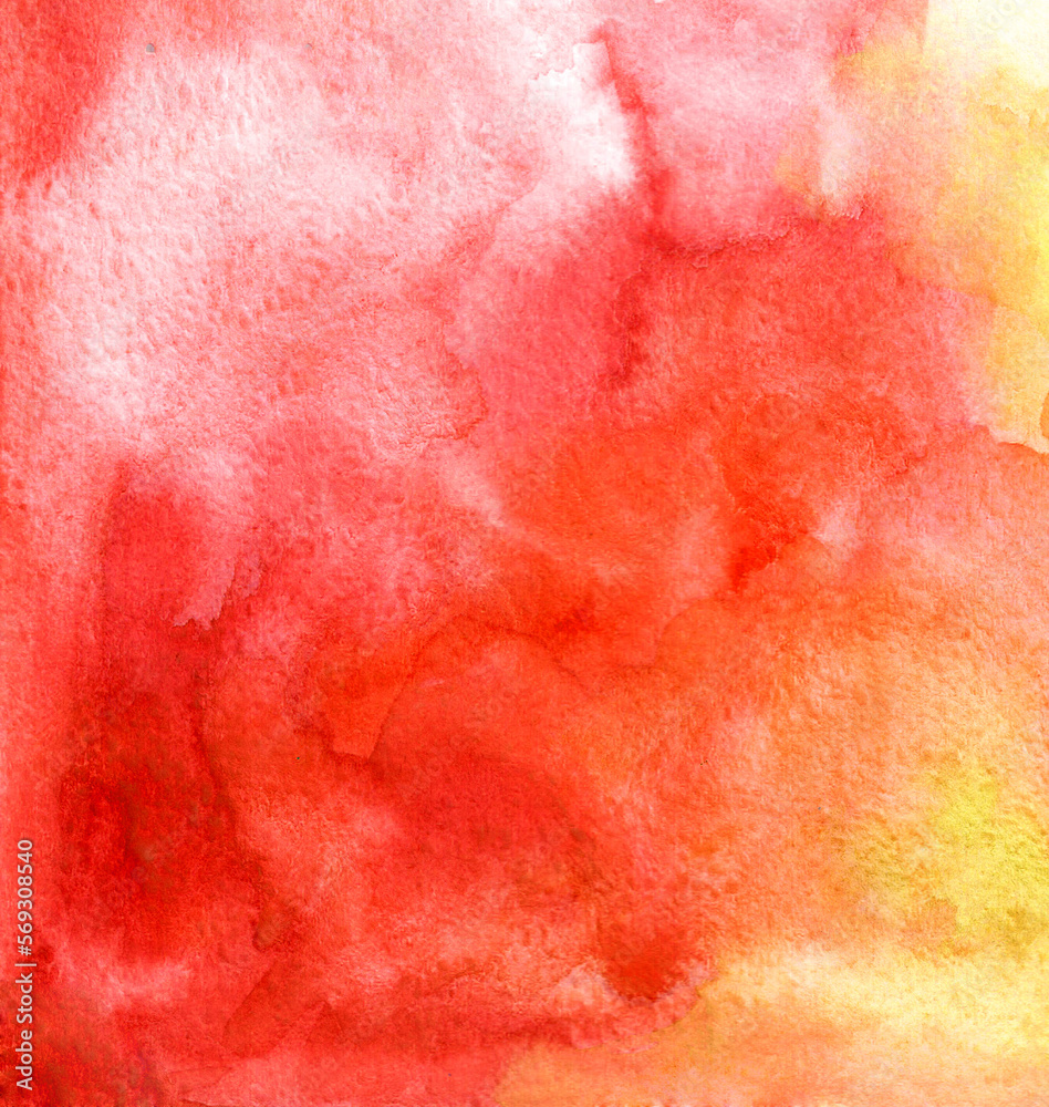 abstract watercolor red yellow background with space