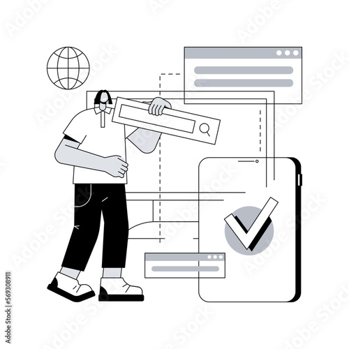 Cross-browser compatibility abstract concept vector illustration. Multi-browser compatible, cross-browser development, software compatibility testing, website user experience abstract metaphor.