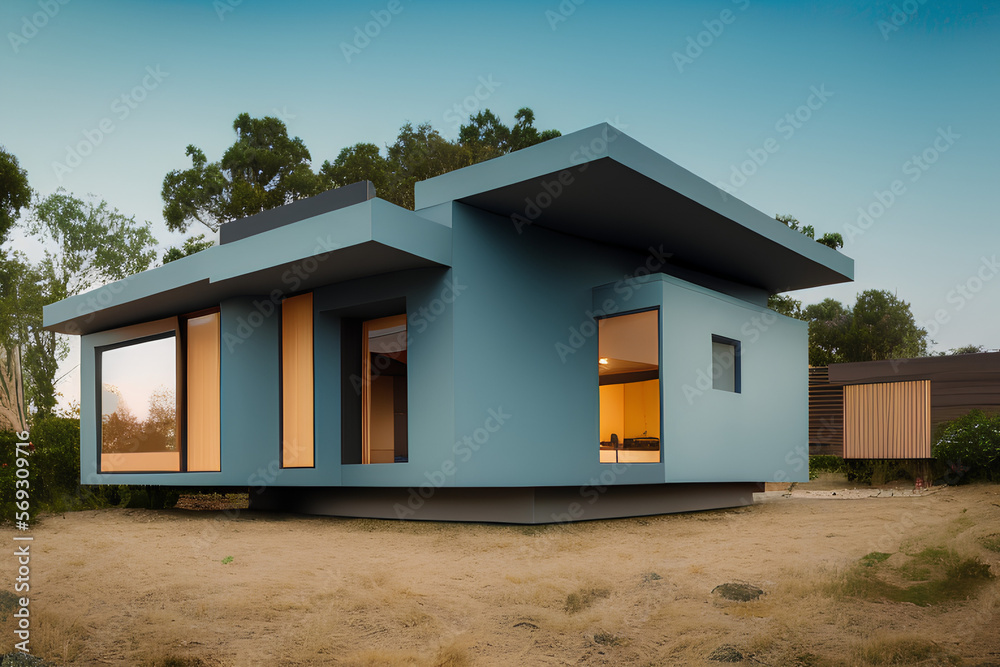 Modern house architecture design concept art. Generative AI