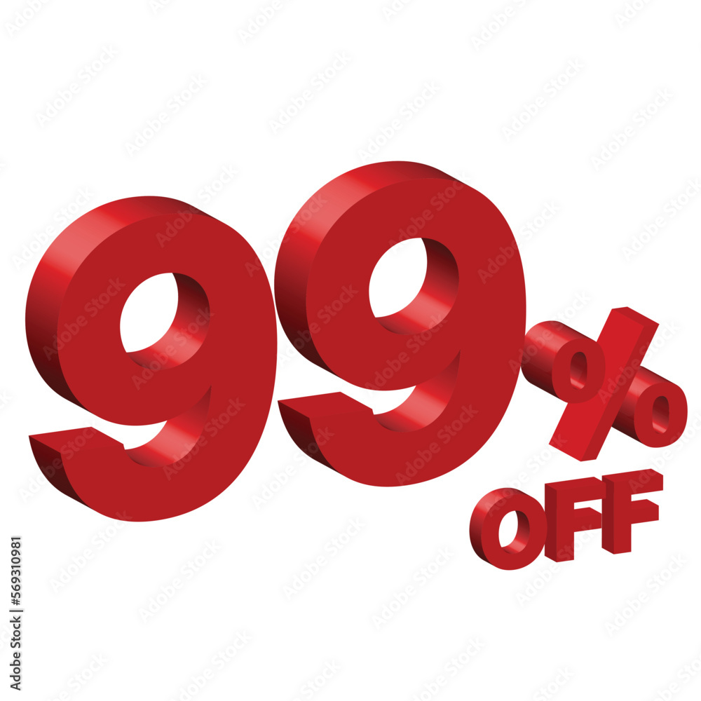 ninety nine 99 percent off 3d vector illustration ninety nine 99 percent off 3d vector illustration