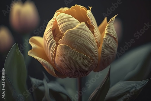 realistic yellow tulip , ai generated 