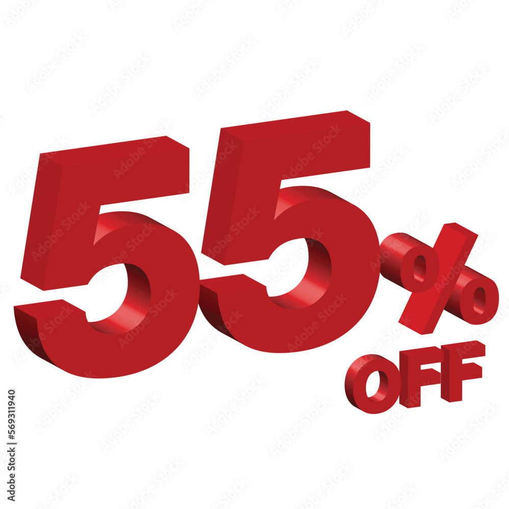 fifty five 55 percent off 3d vector illustration fifty five 55 percent off 3d vector illustration