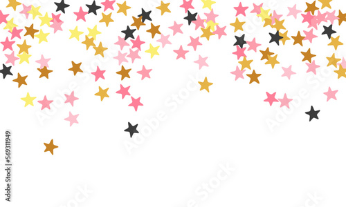 Luxury black pink gold stars random vector illustration. Little starburst spangles Noel decoration particles. Isolated stars random wallpaper. Spangle particles gift decor.
