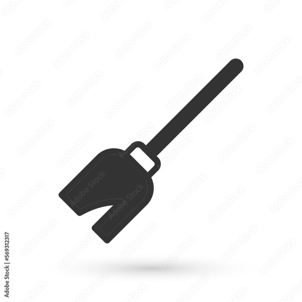 Grey Witches broom icon isolated on white background. Happy Halloween party. Vector Grey Witches broom icon isolated on white background. Happy Halloween party. Vector
