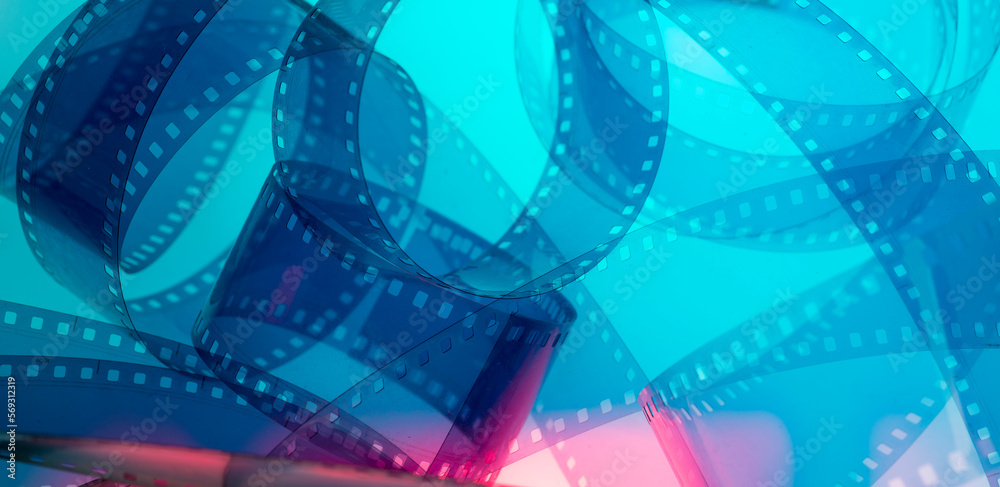 background with film strip.beautiful abstract background with film strip on colorful background with selective focus