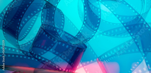 background with film strip.beautiful abstract background with film strip on colorful background with selective focus