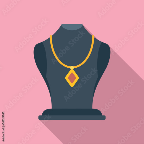Model jewelry dummy icon flat vector. Fashion bust. Earring pearl