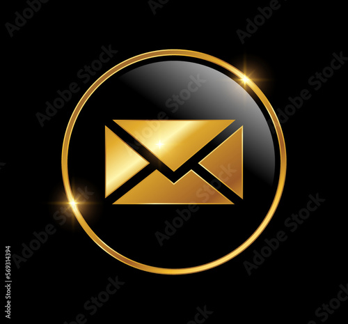 Golden Envelope Mail Logo Vector Icon