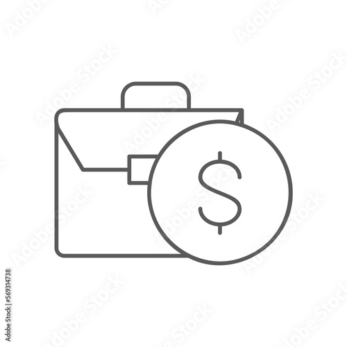 Coin with portfolio, money and stock portfolio, investing lineal icon. Finance, payment, invest finance symbol design.