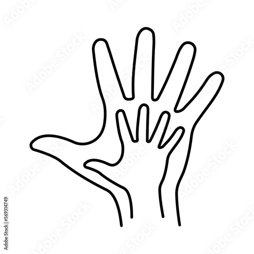 hand in hand icon isolated on white background, vector illustration.