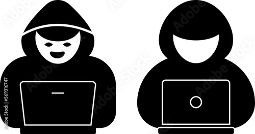 Foto Hacker with laptop icons. PNG image