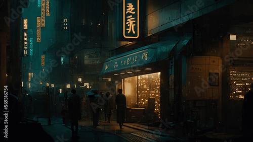 Canvas Print Future Chinese Street in Night