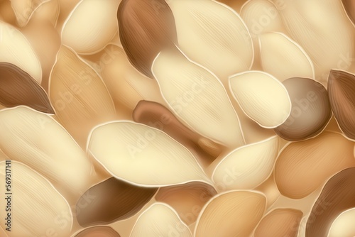  a bunch of nuts that are brown and white with brown tips on top of each one of the nuts is brown and white with brown tips on the top of the nuts. generative ai