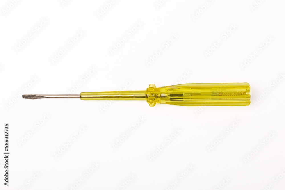 Electrical tester screwdriver isolated on white background. Screwdriver indicator. Electrical tester screwdriver isolated on white background. Screwdriver indicator.