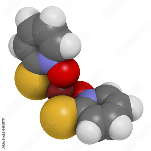 Zinc pyrithione molecule. 3D rendering. photo