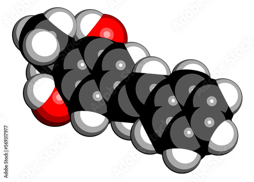 Tapinarof psoriasis drug molecule. 3D rendering. photo