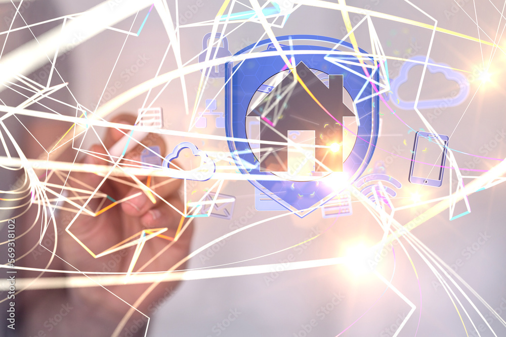 house. data Big data visualization background.Abstract technology house. data Big data visualization background.Abstract technology
