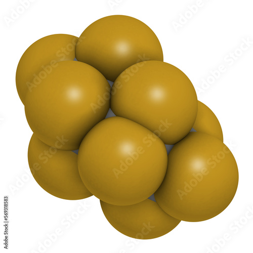 Perfluorobutane molecule. 3D rendering. photo