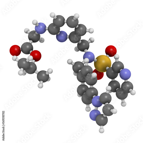 Omidenepag eye drug molecule. 3D rendering. photo