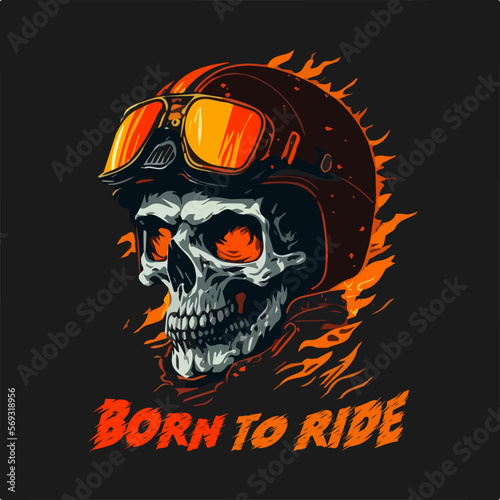 Skull Rider tshirt vector illustration.