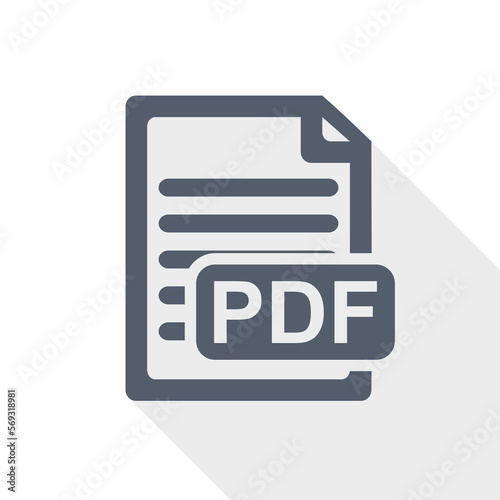 PDF document vector icon, download file concept flat design illustration