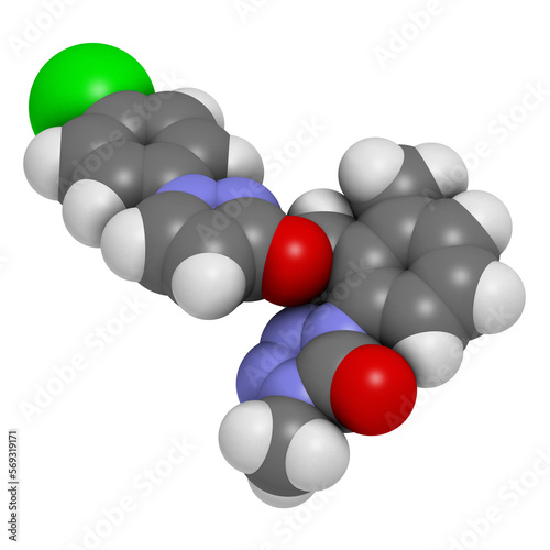 Metyltetraprole fungicide molecule. 3D rendering. photo