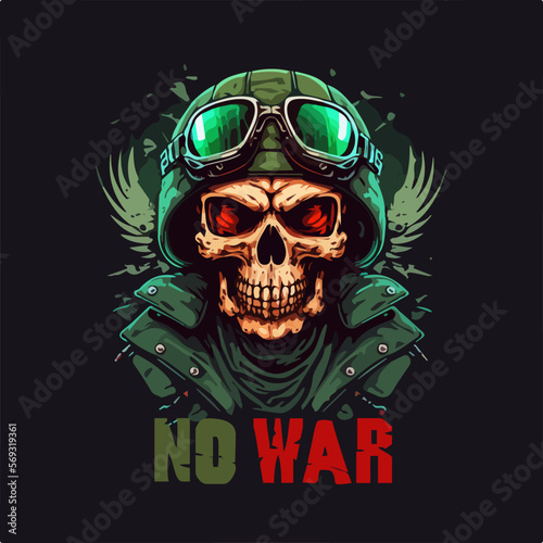 Skull No War tshirt vector illustration.
