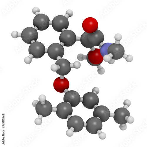 Fotografie Mandestrobin fungicide molecule. 3D rendering.