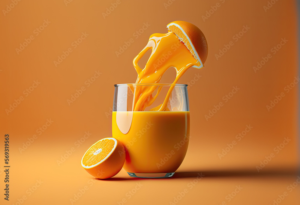 concept of orange juice created with Generative AI technology Stock