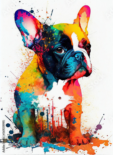 French Bulldog, Bull Dog, Dog, Baby Dog, Puppy, Abstract Art, Generative AI