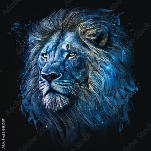 Blue Lion illustration neon