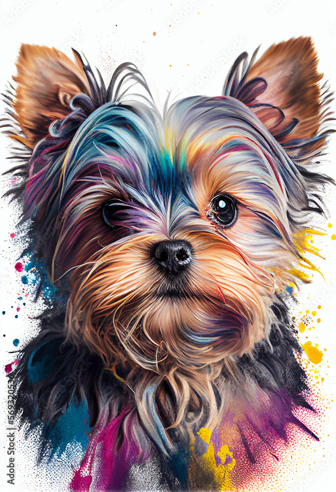 Yorkshire Terrier, Dog, Baby Dog, Puppy, Abstract Art, Generative AI