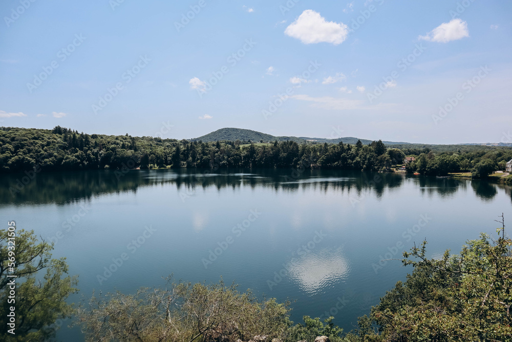 The Gour de Tazenat, a volcanic lake in Auvergne, France. It was formed by a phreatomagmatic eruption about 29,000 years ago.